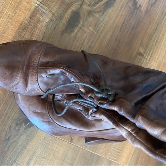 Brown leather marble style lace up heel boots - Picture 8 of 13